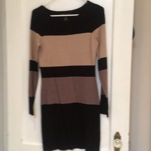 INC striped long sleeve sweater dress